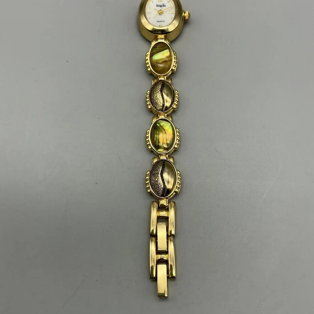 Vintage Vanity Fair Womens Watch 16mm Abalone Scarab Band New Battery 7.25